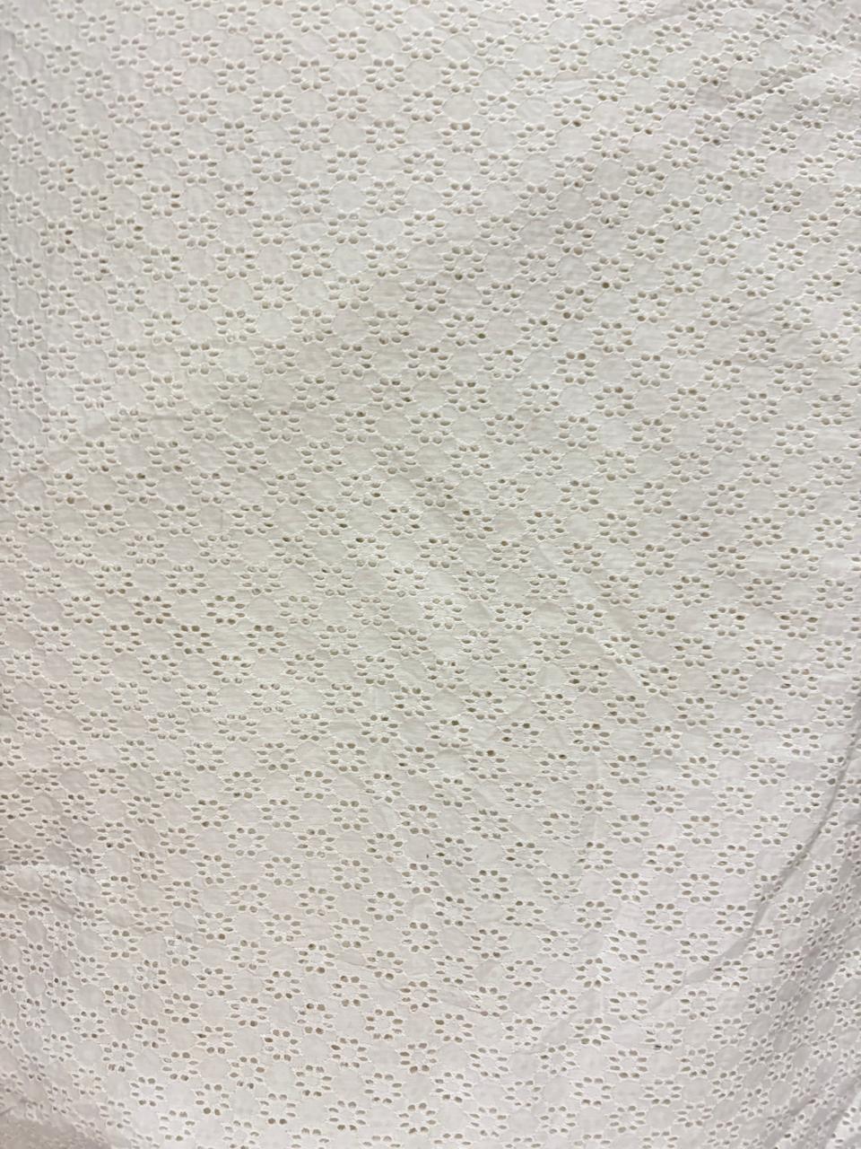 Buy Linen White Hakoba Heavy Flowery Fabric