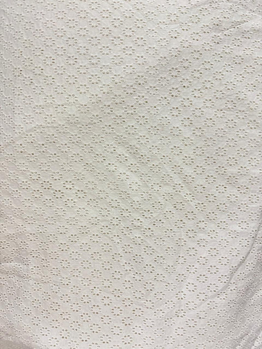 Buy Linen White Hakoba Heavy Flowery Fabric