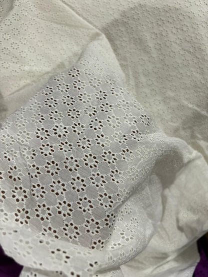 Buy Linen White Hakoba Heavy Flowery Fabric