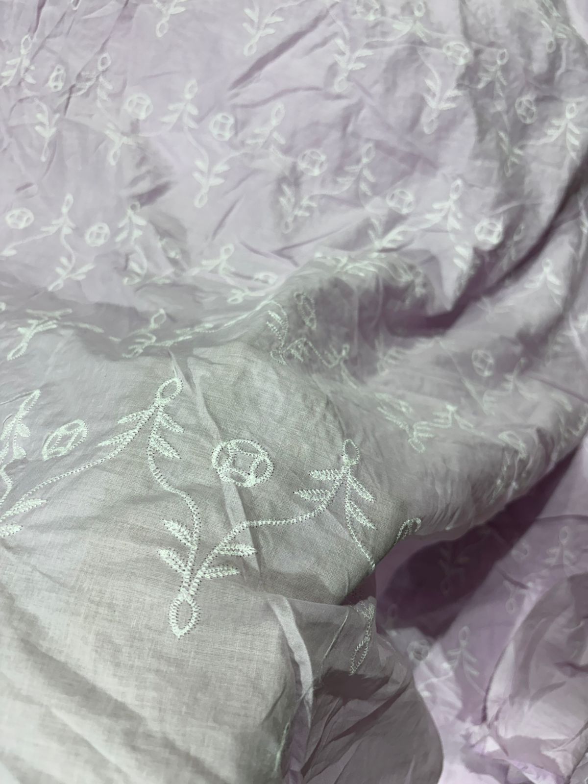 Buy Cotton Hakoba Lavender Baby Flower  Embroidery Fabric